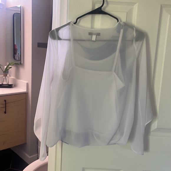 Elegant blouse white tank top attached - Picture 2 of 2